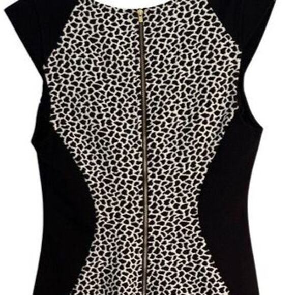 Express Womens Leopard Print Dress Size 8 Black Sleeveless Pencil Full Back Zip - Picture 8 of 9